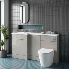 [BFDY3215] Alrewas Contemporary 2 Door Left-Hand Floor Standing Combination Unit with Basin, Pebble Grey, 1500mm - Lifestyle 3