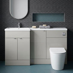 [BFDY3215] Alrewas Contemporary 2 Door Left-Hand Floor Standing Combination Unit with Basin, Pebble Grey, 1500mm - Silo