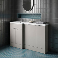 [BFDY3217] Alrewas Contemporary 2 Door Left-Hand Floor Standing Combination Unit with Basin, Pebble Grey, 1500mm - Lifestyle 1