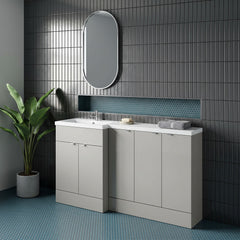 [BFDY3217] Alrewas Contemporary 2 Door Left-Hand Floor Standing Combination Unit with Basin, Pebble Grey, 1500mm - Lifestyle 3