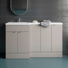 [BFDY3217] Alrewas Contemporary 2 Door Left-Hand Floor Standing Combination Unit with Basin, Pebble Grey, 1500mm - Silo