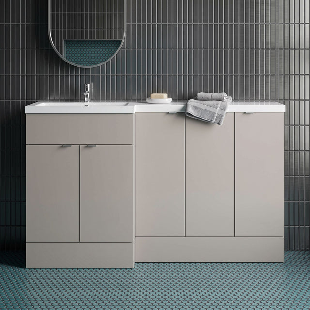 [BFDY3217] Alrewas Contemporary 2 Door Left-Hand Floor Standing Combination Unit with Basin, Pebble Grey, 1500mm - Silo