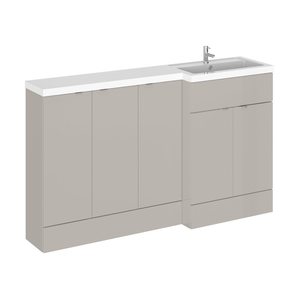 [BFDY3218] Alrewas Contemporary 2 Door Right-Hand Floor Standing Combination Unit with Basin, Pebble Grey, 1500mm - Cutout