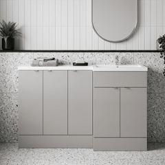 [BFDY3218] Alrewas Contemporary 2 Door Right-Hand Floor Standing Combination Unit with Basin, Pebble Grey, 1500mm - Silo