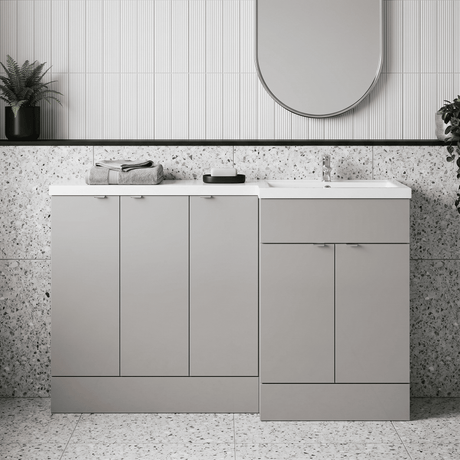 [BFDY3218] Alrewas Contemporary 2 Door Right-Hand Floor Standing Combination Unit with Basin, Pebble Grey, 1500mm - Silo