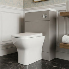 [BFDY3219] Alrewas Contemporary Floor Standing Compact WC Unit with Worktop, Pebble Grey, 600mm - Silo