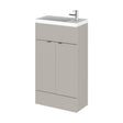 [BFDY3222] Alrewas Contemporary 2 Door Floor Standing Compact Vanity Unit with Basin, Pebble Grey, 500mm - Cutout