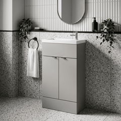 [BFDY3222] Alrewas Contemporary 2 Door Floor Standing Compact Vanity Unit with Basin, Pebble Grey, 500mm - Lifestyle 1