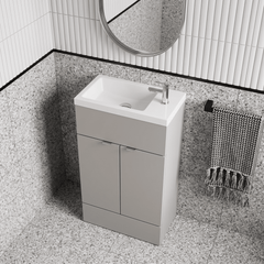 [BFDY3222] Alrewas Contemporary 2 Door Floor Standing Compact Vanity Unit with Basin, Pebble Grey, 500mm - Lifestyle 2