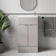 [BFDY3222] Alrewas Contemporary 2 Door Floor Standing Compact Vanity Unit with Basin, Pebble Grey, 500mm - Silo
