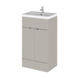 [BFDY3224A] Alrewas Contemporary 2 Door Floor Standing Vanity Unit with Basin, Pebble Grey, 500mm - Cutout