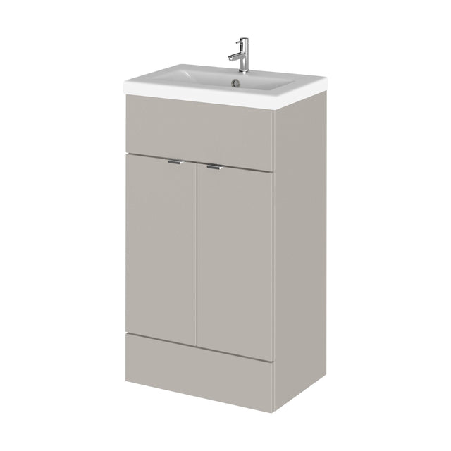 [BFDY3224A] Alrewas Contemporary 2 Door Floor Standing Vanity Unit with Basin, Pebble Grey, 500mm - Cutout