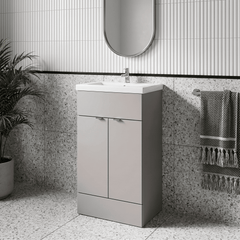 [BFDY3224A] Alrewas Contemporary 2 Door Floor Standing Vanity Unit with Basin, 500mm, Choice of Colour