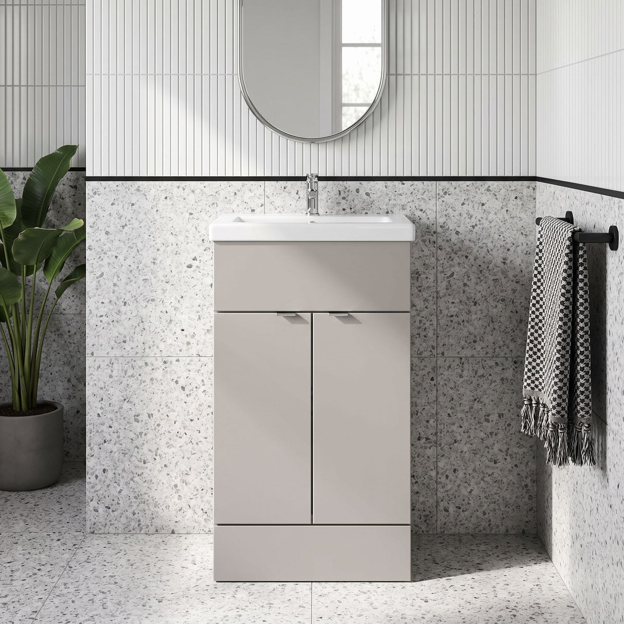 [BFDY3224A] Alrewas Contemporary 2 Door Floor Standing Vanity Unit with Basin, 500mm, Choice of Colour - Silo