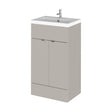 [BFDY3224] Alrewas Contemporary 2 Door Floor Standing Vanity Unit with Basin, Pebble Grey, 500mm - Cutout
