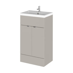 [BFDY3224] Alrewas Contemporary 2 Door Floor Standing Vanity Unit with Basin, Pebble Grey, 500mm - Cutout