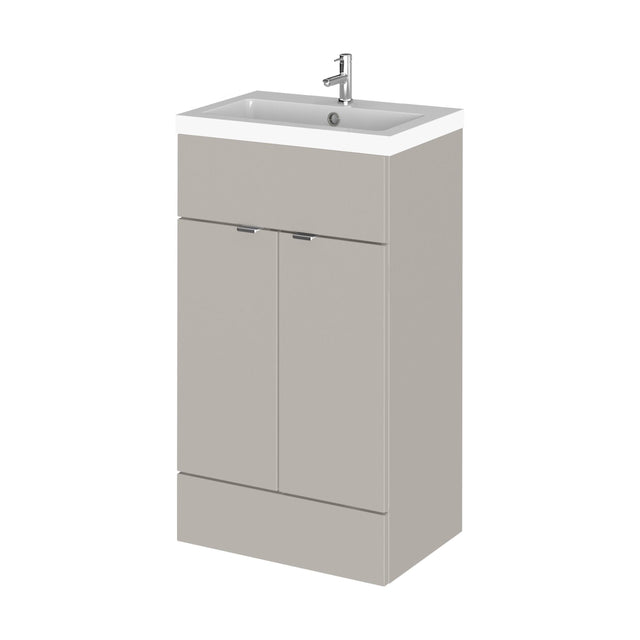 [BFDY3224] Alrewas Contemporary 2 Door Floor Standing Vanity Unit with Basin, Pebble Grey, 500mm - Cutout