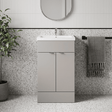 [BFDY3224] Alrewas Contemporary 2 Door Floor Standing Vanity Unit with Basin, Pebble Grey, 500mm - Silo