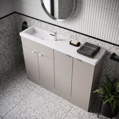 [BFDY3225] Alrewas Contemporary 2 Door Floor Standing Compact Combination Unit with Basin, Pebble Grey, 1200mm - Lifestyle 2