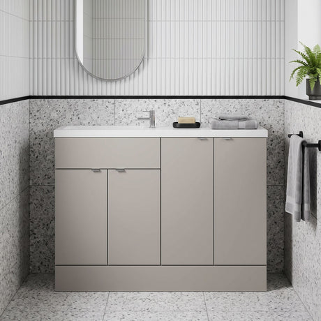 [BFDY3225] Alrewas Contemporary 2 Door Floor Standing Compact Combination Unit with Basin, Pebble Grey, 1200mm - Silo