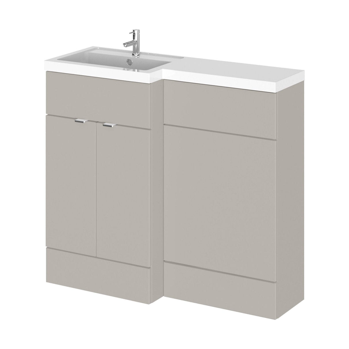 [BFDY3226] Alrewas Contemporary 2 Door Left-Hand Floor Standing Combination Unit with Basin, Pebble Grey, 1000mm - Cutout