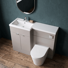 [BFDY3226] Alrewas Contemporary 2 Door Left-Hand Floor Standing Combination Unit with Basin, Pebble Grey, 1000mm - Lifestyle 2