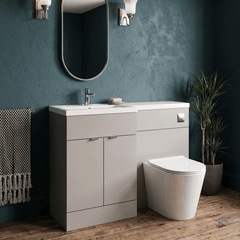 [BFDY3226] Alrewas Contemporary 2 Door Left-Hand Floor Standing Combination Unit with Basin, Pebble Grey, 1000mm - Lifestyle 3