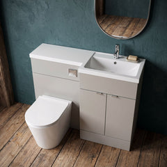 [BFDY3227] Alrewas Contemporary 2 Door Right-Hand Floor Standing Combination Unit with Basin, Pebble Grey, 1000mm - Lifestyle 2