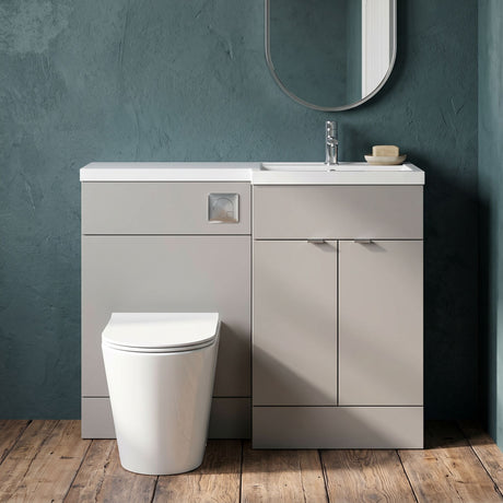 [BFDY3227] Alrewas Contemporary 2 Door Right-Hand Floor Standing Combination Unit with Basin, Pebble Grey, 1000mm - Silo
