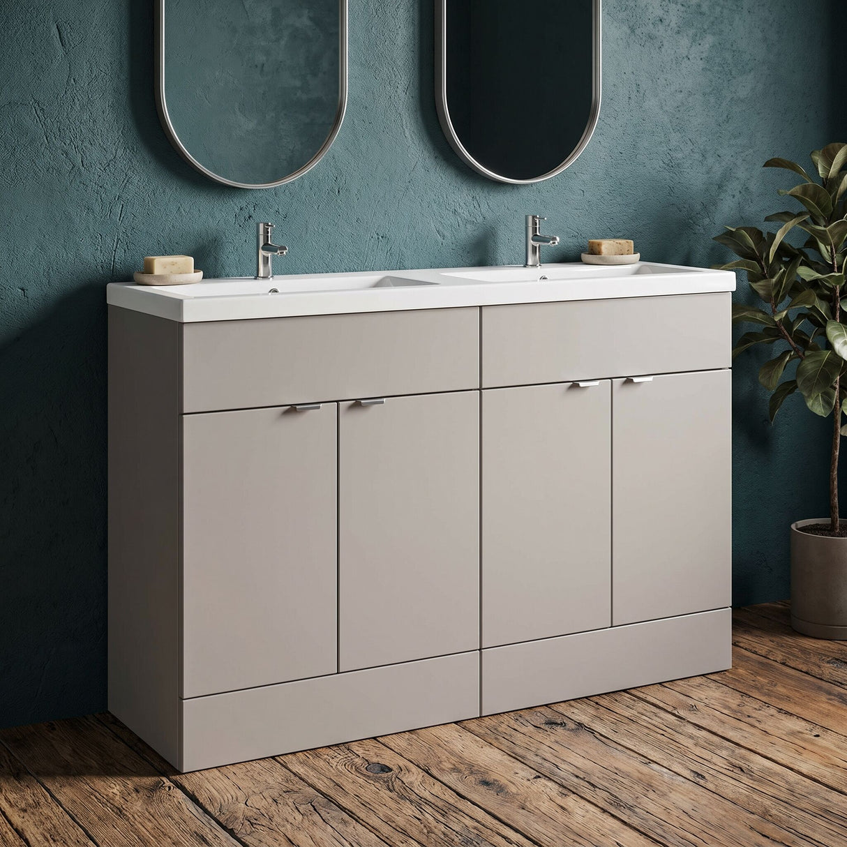 [BFDY3234A] Alrewas Contemporary 2 Door Floor Standing Vanity Unit with Basin, 1200mm, Choice of Colour