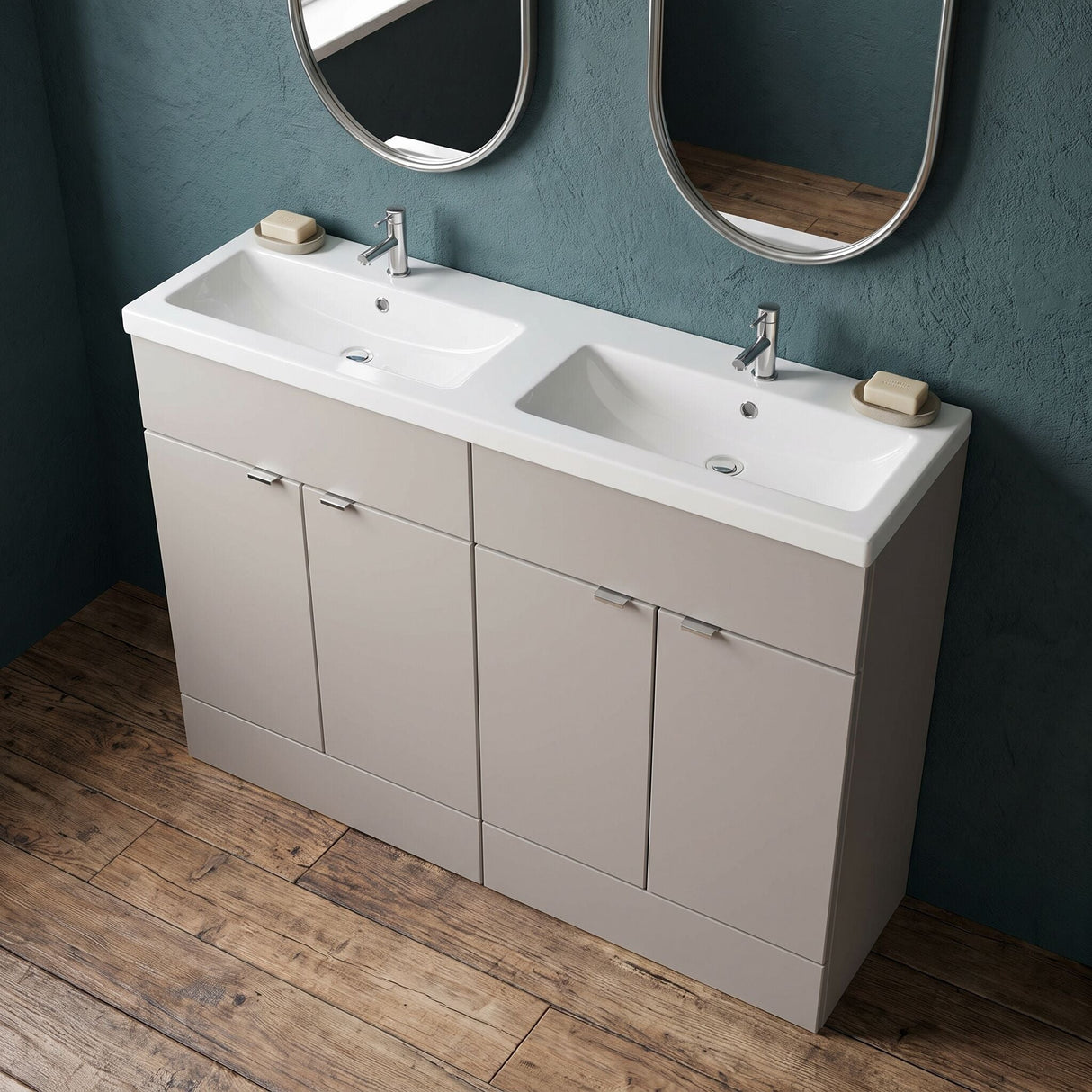 [BFDY3234A] Alrewas Contemporary 2 Door Floor Standing Vanity Unit with Basin, 1200mm, Choice of Colour