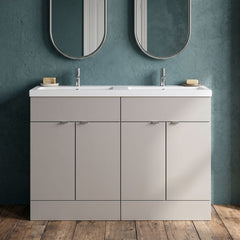 [BFDY3234A] Alrewas Contemporary 2 Door Floor Standing Vanity Unit with Basin, 1200mm, Choice of Colour - Silo