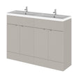 [BFDY3234] Alrewas Contemporary 4 Door Floor Standing Vanity Unit with Basin, Pebble Grey, 1200mm - Cutout