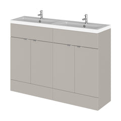 [BFDY3234] Alrewas Contemporary 4 Door Floor Standing Vanity Unit with Basin, Pebble Grey, 1200mm - Cutout