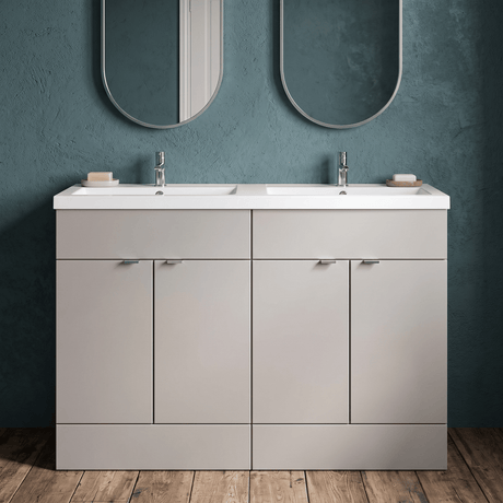 [BFDY3234] Alrewas Contemporary 4 Door Floor Standing Vanity Unit with Basin, Pebble Grey, 1200mm - Silo