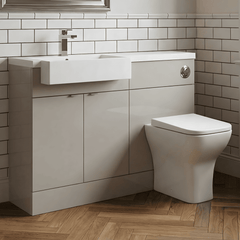 [BFDY3244] Alrewas Contemporary 2 Door Left-Hand Floor Standing Combination Unit with Basin, Pebble Grey, 1000mm - Silo