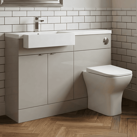 [BFDY3244] Alrewas Contemporary 2 Door Left-Hand Floor Standing Combination Unit with Basin, Pebble Grey, 1000mm - Silo