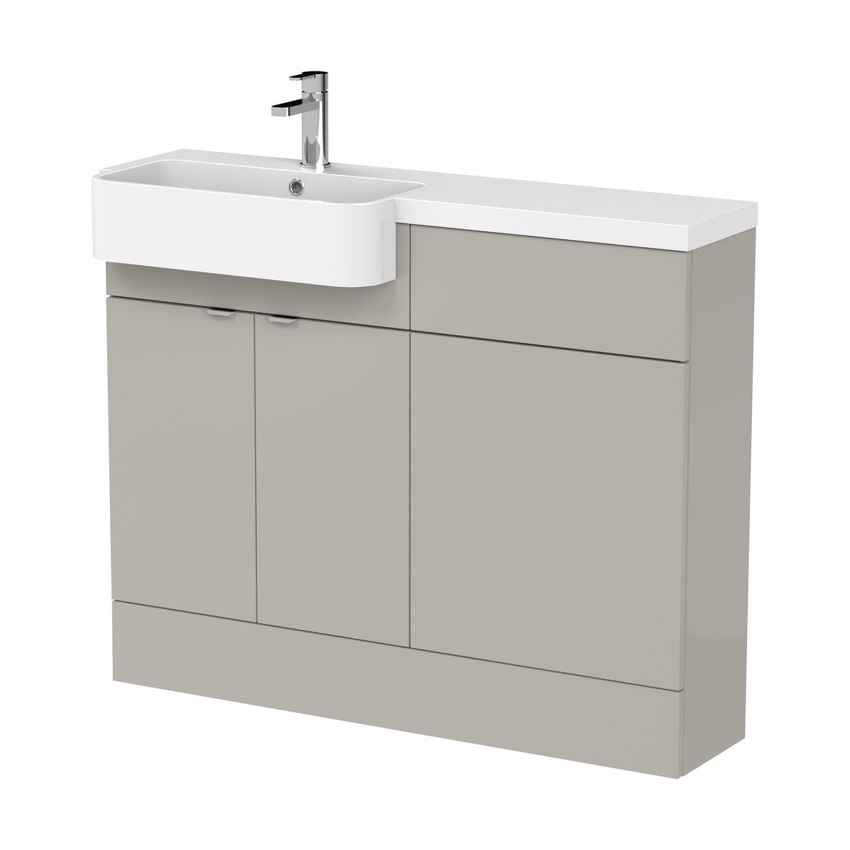 [BFDY3246] Alrewas Contemporary 2 Door Left-Hand Floor Standing Combination Unit with Basin, Pebble Grey, 1100mm - Cutout