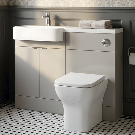 [BFDY3246] Alrewas Contemporary 2 Door Left-Hand Floor Standing Combination Unit with Basin, Pebble Grey, 1100mm - Silo