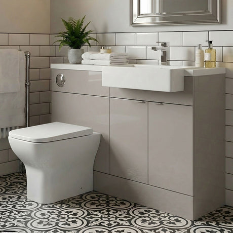[BFDY3249] Alrewas Contemporary Floor Standing Vanity WC Combination Unit with Semi-Recessed Basin, Right Hand, 1000mm, Choice of Colour - Silo