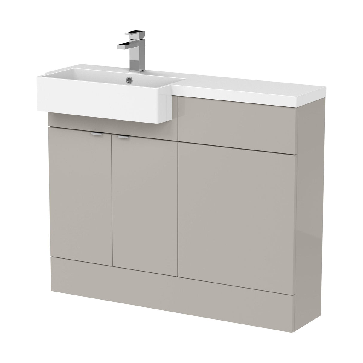 [BFDY3250] Alrewas Contemporary Floor Standing Vanity WC Combination Unit with Semi-Recessed Basin, Left Hand, 1100mm, Choice of Colour - Cutout