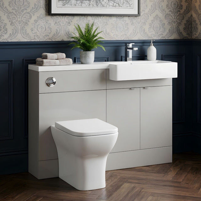 [BFDY3251] Alrewas Contemporary 2 Door Right-Hand Floor Standing Combination Unit with Basin, Pebble Grey, 1100mm - Silo