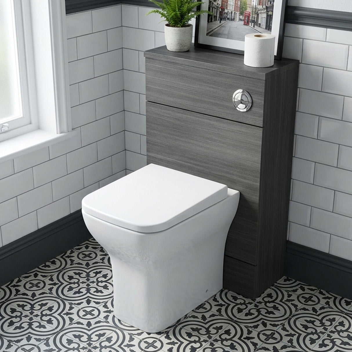 [BFDY504A] Alrewas Contemporary Floor Standing WC Unit with Coordinating Worktop, 500mm, Choice of Colour - Silo