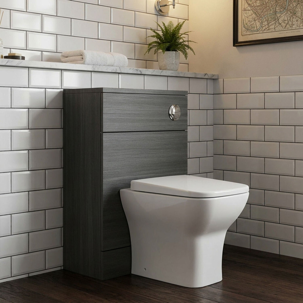 [BFDY505A] Alrewas Contemporary Floor Standing WC Unit with Coordinating Worktop, 500mm, Choice of Colour - Silo
