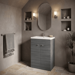 [BFDY507A] Alrewas Contemporary 2 Door Floor Standing Vanity Unit with Basin, 600mm, Choice of Colour