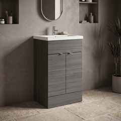 [BFDY524A] Alrewas Contemporary 2 Door Floor Standing Vanity Unit with Basin, 500mm, Choice of Colour