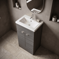 [BFDY524A] Alrewas Contemporary 2 Door Floor Standing Vanity Unit with Basin, 500mm, Choice of Colour
