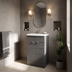[BFDY524A] Alrewas Contemporary 2 Door Floor Standing Vanity Unit with Basin, 500mm, Choice of Colour