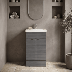 [BFDY524A] Alrewas Contemporary 2 Door Floor Standing Vanity Unit with Basin, 500mm, Choice of Colour - Silo