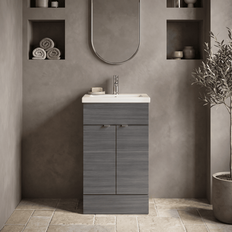 [BFDY524A] Alrewas Contemporary 2 Door Floor Standing Vanity Unit with Basin, 500mm, Choice of Colour - Silo